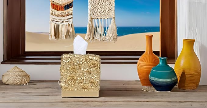 Hymmah Modern Square Tissue Box Cover Holder, Bathroom Accessories Decor Unique - Image 5