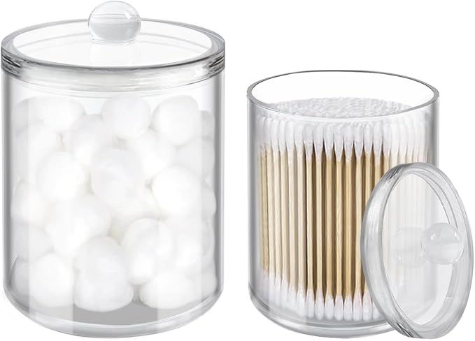 2 Pack Cotton Swab Holder, Transparent Acrylic Organizer by YOLCAR