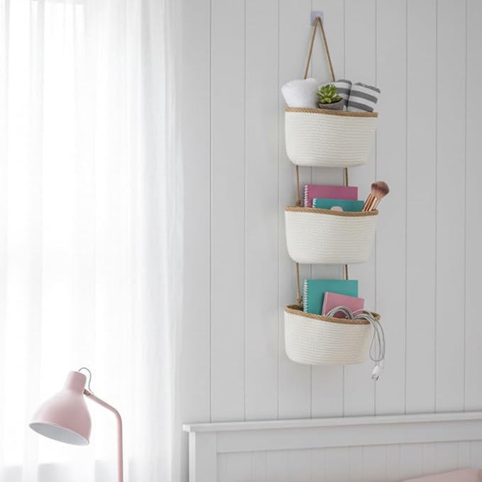 TeoKJ 3-Tier Wall hanging Storage Bags, Over the Door Organizer, Decorative - Image 5