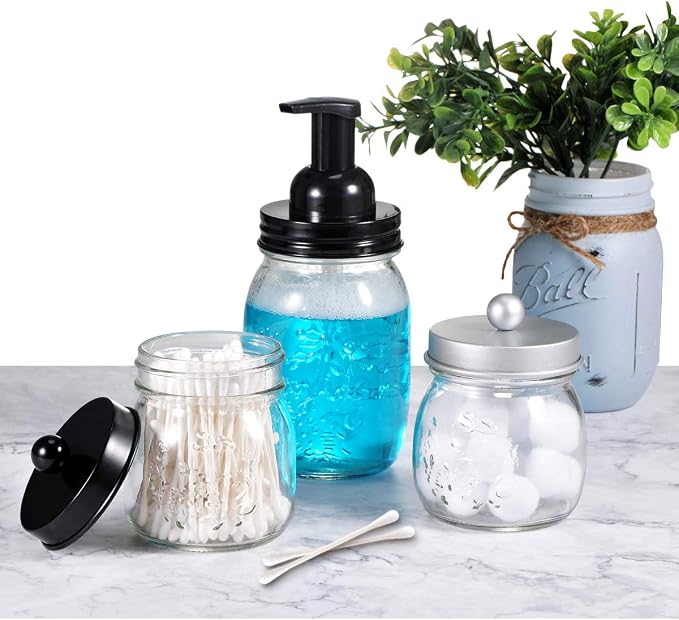 SheeChung Small Mason Jar, Glass Qtip Holder, Apothecary Jars - Image 4