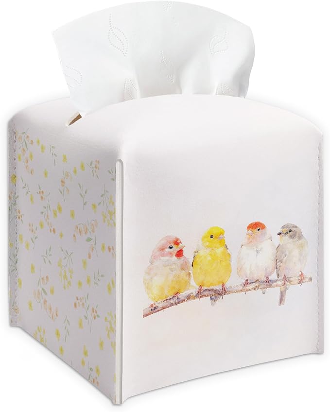Cute Birds & Flowers Design Spring Tissue Box Cover by Unknown