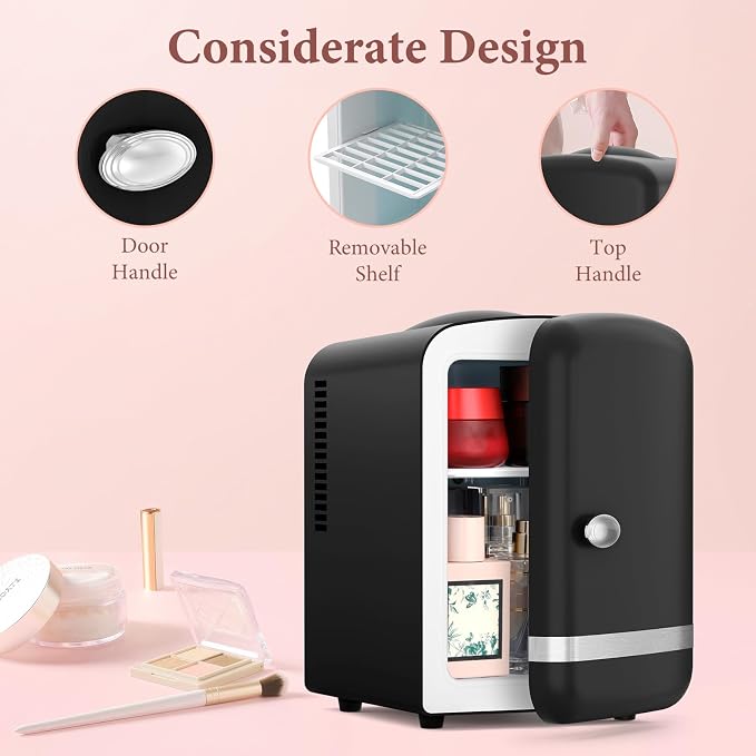 Xbeauty Retro Mini Fridge, Compact Refrigerator - Image 4