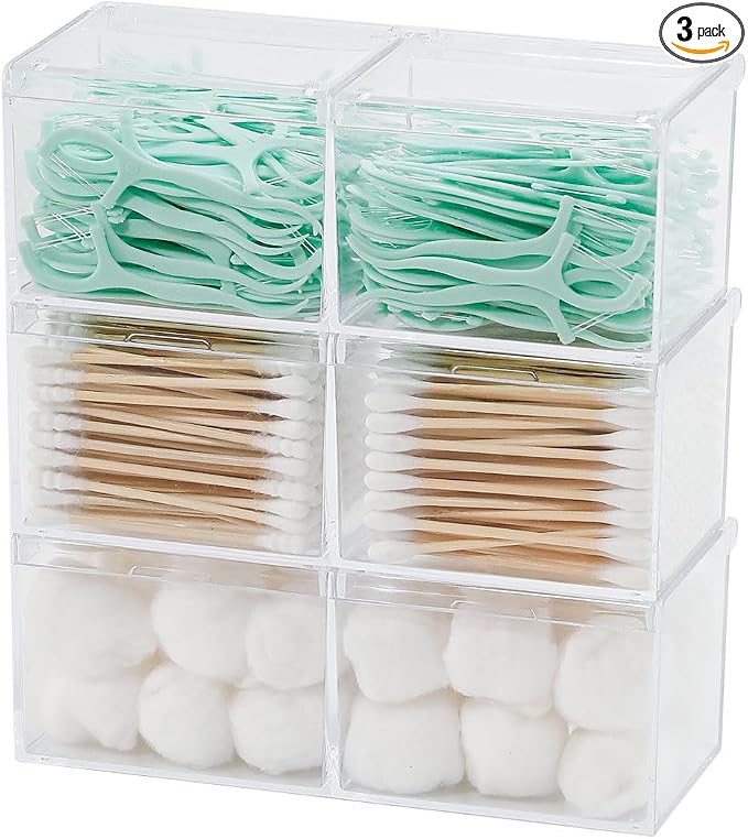 3 Pack Bathroom Canister with Divider, Plastic Vanity Drawer Storage Jars with by GOXITAX