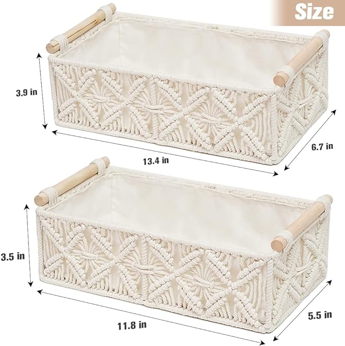 HOSROOME Macrame Storage Basket Boho Decor Baskets - Image 7