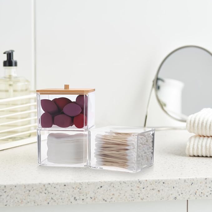 Hipiwe 3 Tiers Acrylic Cotton Swab Organizer Clear Qtip Holder - Image 6
