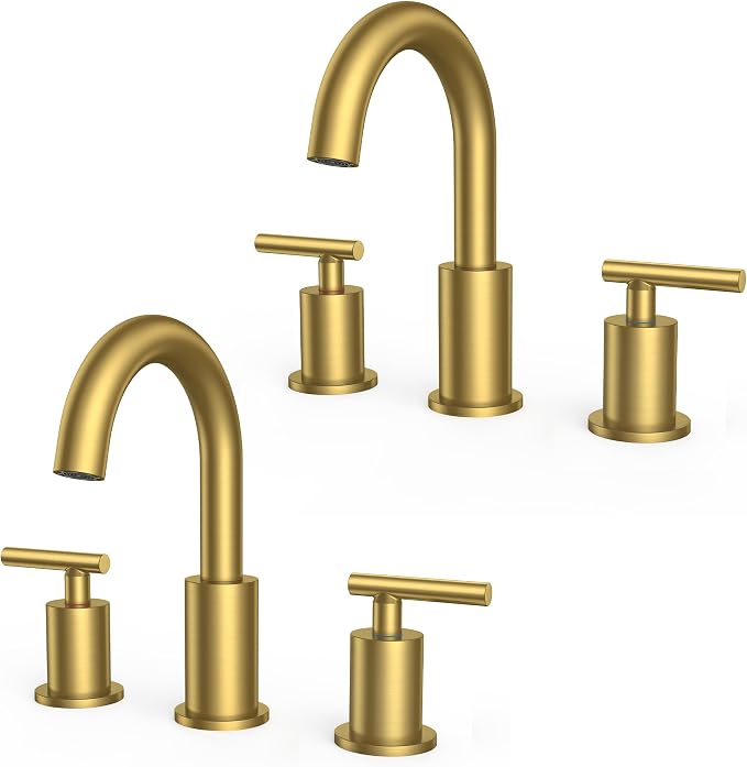 FORIOUS 2 Pack 8 Inch Widespread Brushed Gold Bathroom Faucet 3 Hole, 2 Handle by FORIOUS