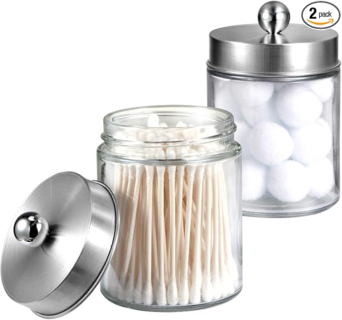 Amolliar Apothecary Jars Bathroom Vanity Organizer -Countertop Canister Jar by Amolliar