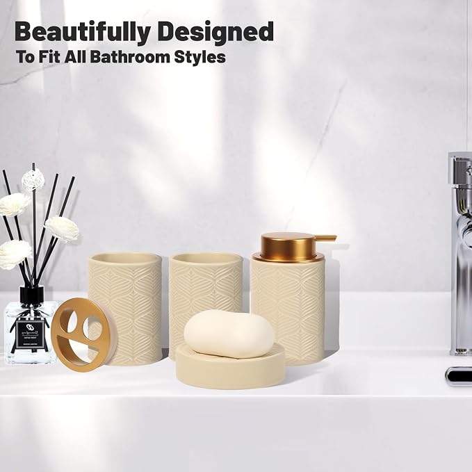 Ceramic Bathroom Accessories Set, Toothbrush Holder, Vanity Tray, and Tumbler - Image 2