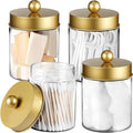 Amolliar Qtip Holder Dispenser - 8 oz Plastic Apothecary Jar Containers by Amolliar