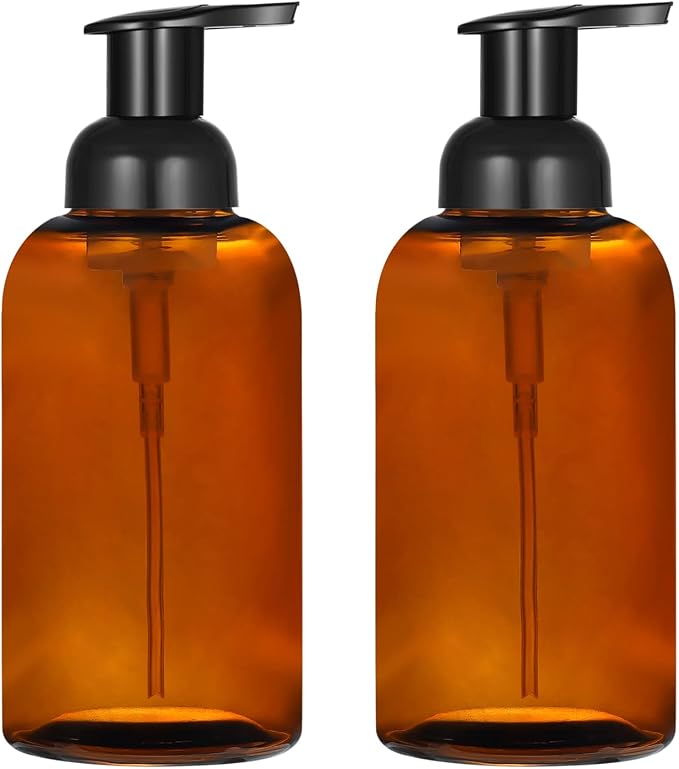 2 Pack Amber Glass Jar Soap Dispenser by Unknown