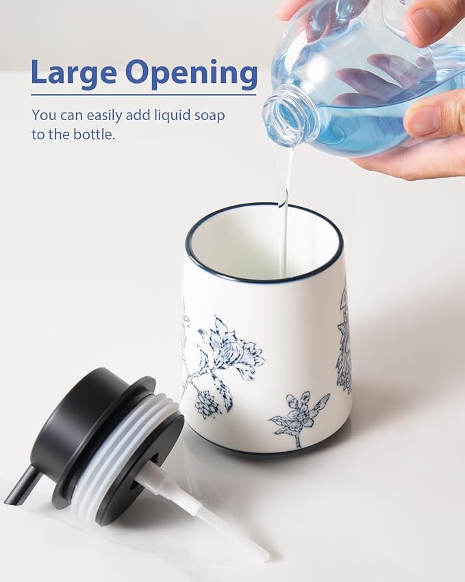 Hand Soap Dispenser for Bathroom, Ceramic Lotion Dispenser, Chinoiserie - Image 3