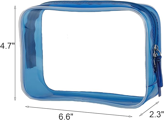 Buminee Navy Blue Clear Pouch Small, 6.6"x2.3"x4.7" TSA Approved Toiletry Bag - Image 2