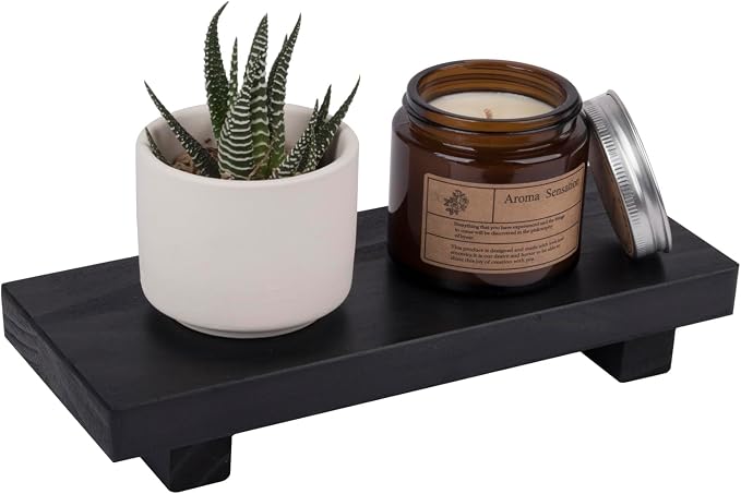 Bathroom Counter Organizer Wood Pedestal Stand Farmhouse Decorative Tray Soap - Image 8