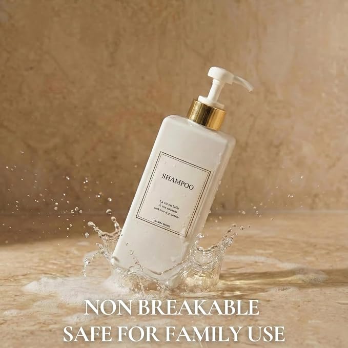 Modern Gold Design Shampoo and Conditioner Dispenser, Large 27oz Shower Soap - Image 7