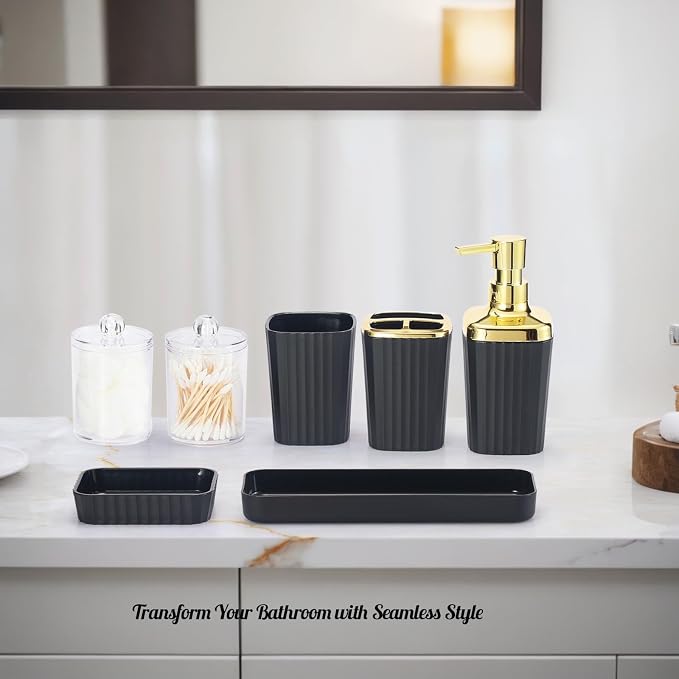 Black Bathroom Accessories Set, 9 Piece Black Bathroom Accessory Set - Image 7