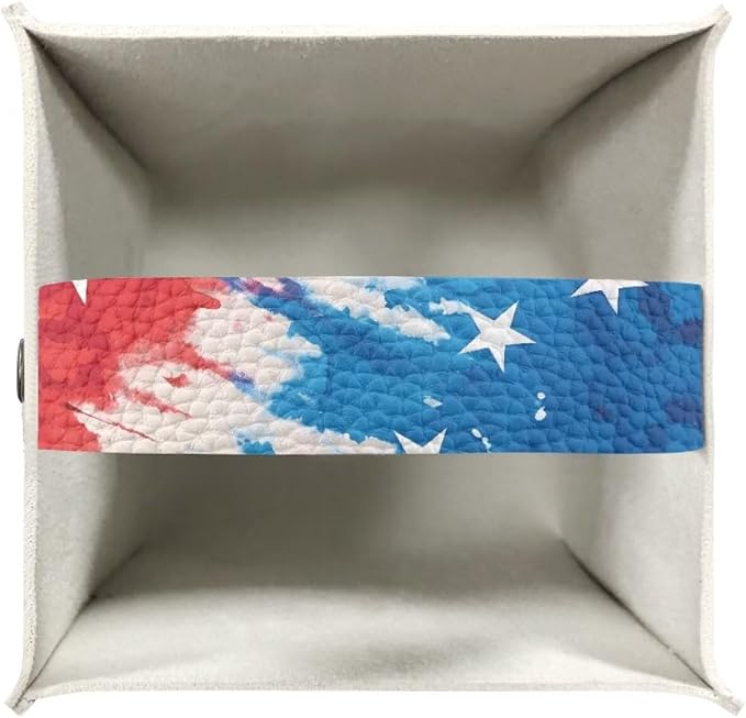 American Tie Dye Decorative Tissue Box Cover, Waterproof PU Leather Square - Image 3