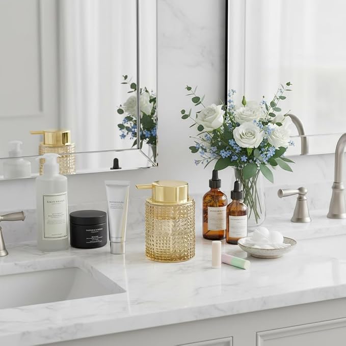 Amber Glass Foaming Soap Dispenser, Glass Lotion Container Bottle - Image 7