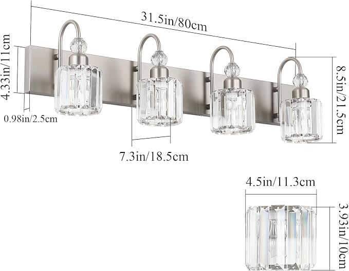 Ralbay 4-Light Crystal Vanity Light - Image 4
