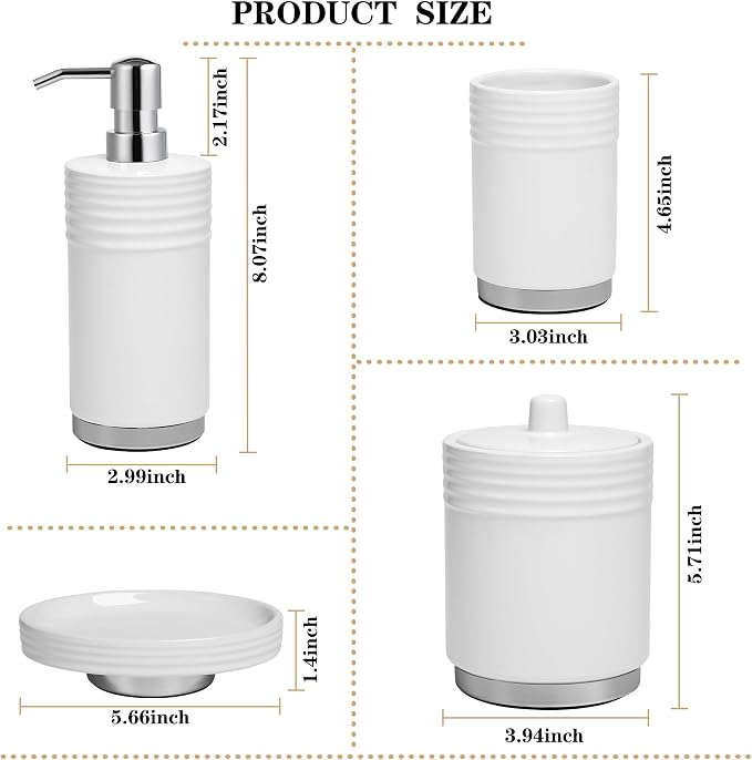 Bathroom Accessories Set 4 Pieces Ceramic Bathroom Accessory - Image 3