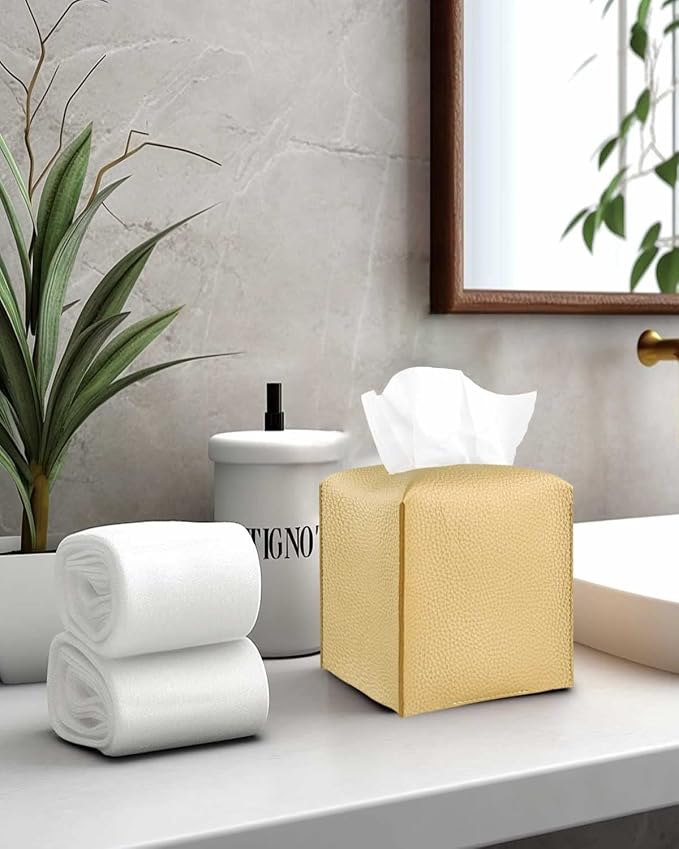Gold Tissue Box Cover Leather – Tissue Holder - Image 5