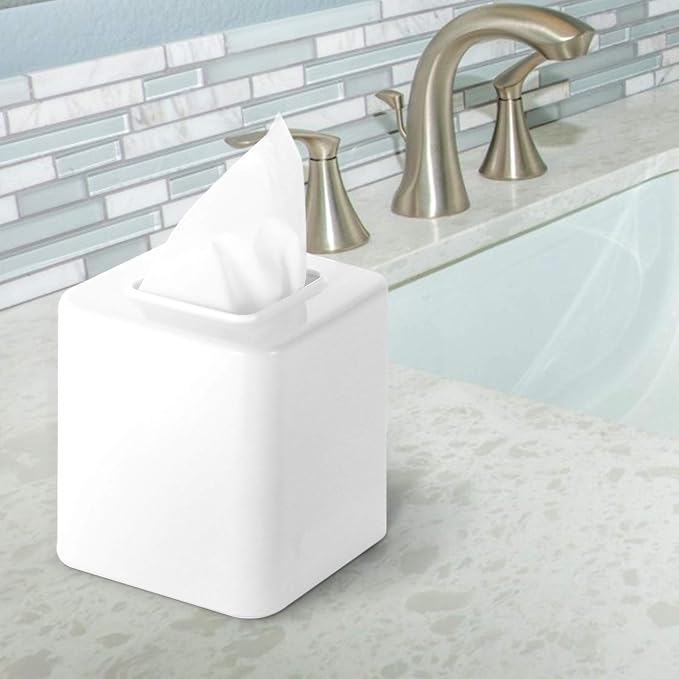 Youngever 2 Pack Tissue Box Covers, Plastic Square Tissue Box Holders, Square - Image 7