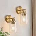 Set of 2 Wall Sconces for Bathroom, Brushed Gold Modern Vanity Lights by Zarbitta