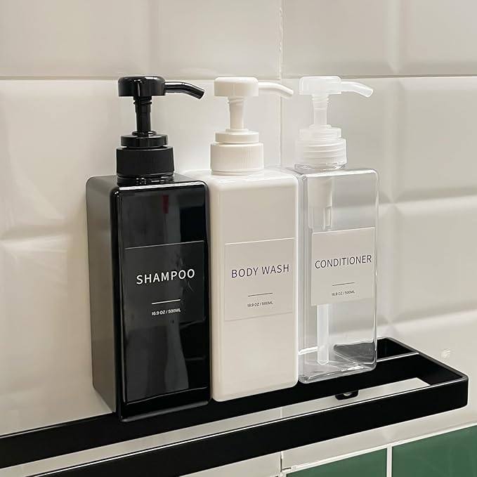 Shampoo and Conditioner Dispenser, Refillable Plastic Shampoo Pump Bottles - Image 5