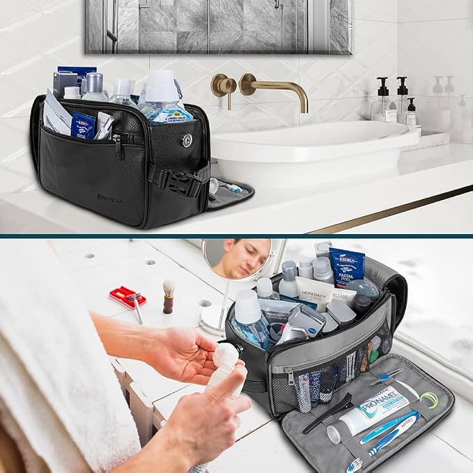 PAVILIA Toiletry Bag for Men, Travel Essentials Shaving Dopp Kit, Mens Travel - Image 5