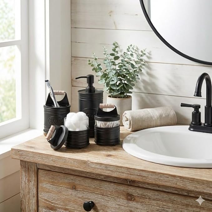 Autumn Alley Rustic Bathroom Accessories Set Black Farmhouse Soap Dispenser - Image 2