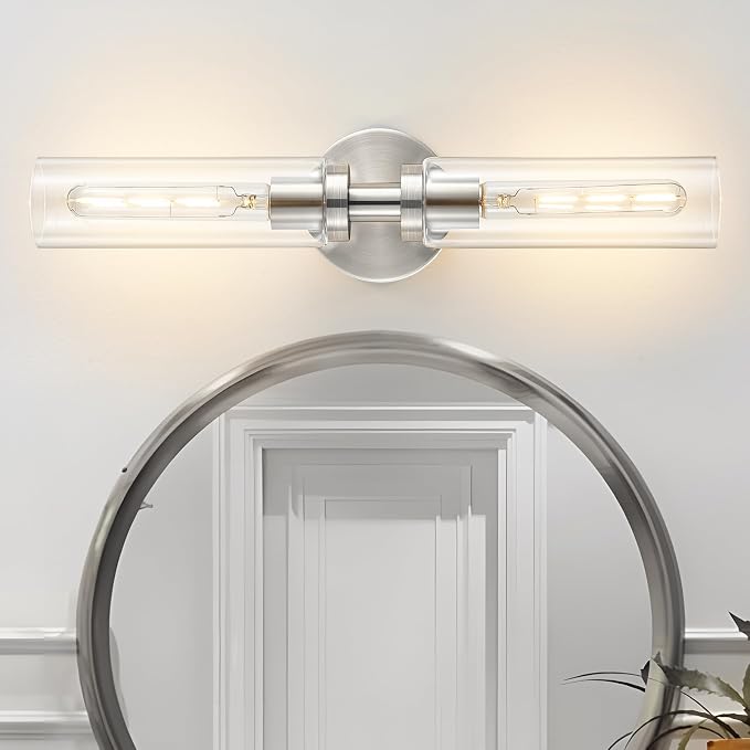 2 Light Bathroom Wall Sconces Set of 2, Modern Farmhouse Brushed Nickel - Image 9
