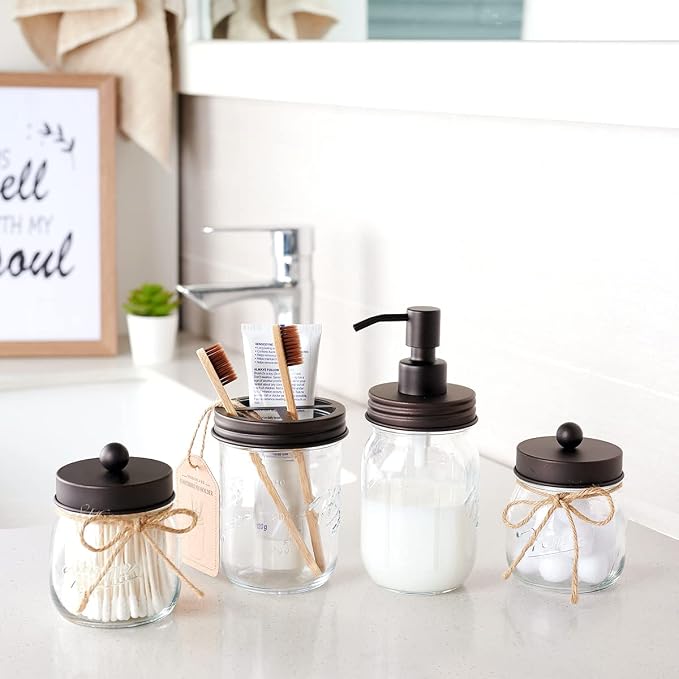 Amolliar Mason Jar Bathroom Vanity Organizer - Image 4