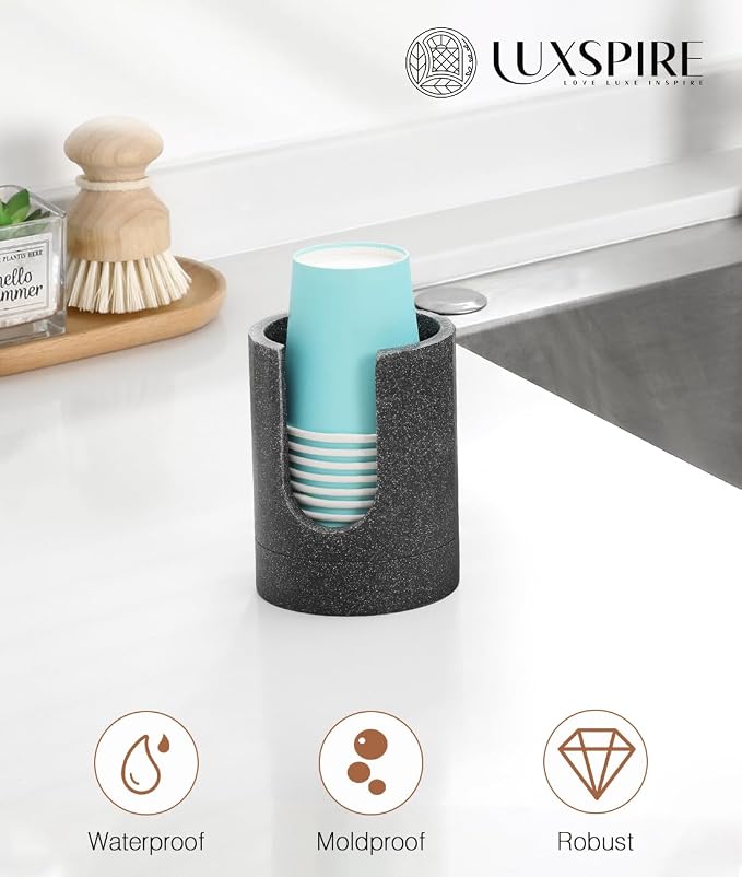 Luxspire Bathroom Cup Dispenser, 3oz Dixie Cup Dispenser, Resin Dixie Cup Holder - Image 2