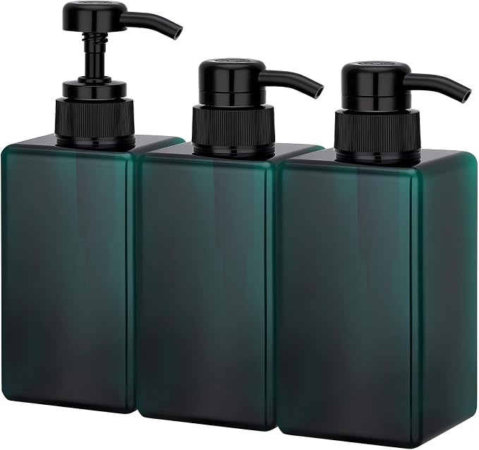 Suream 3Packs Empty Pump Shampoo Bottles, 15oz/450ml Refillable Conditioner by Suream
