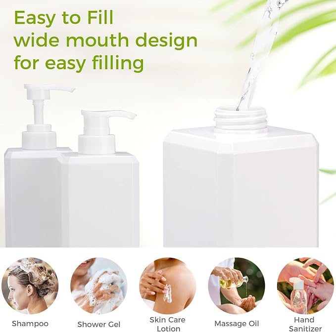Suream Shampoo and Conditioner Dispenser Set - 27oz Plastic Empty Bottle - Image 4