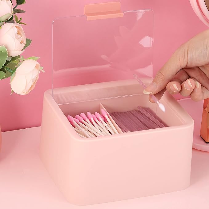 Tecbeauty 2pcs Qtips Holder Dispenser Cotton Swabs Storage Organizer Plastic - Image 7