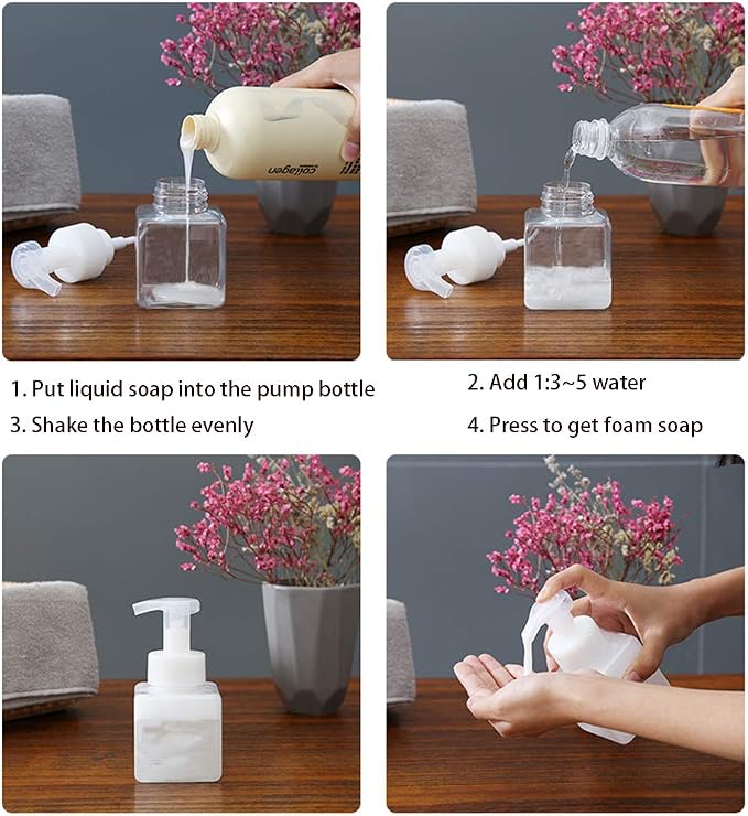 UUJOLY Foaming Soap Dispenser, 250ml Refillable Pump Bottle - Image 6