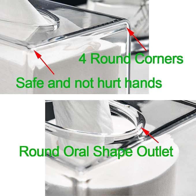 Square Clear Acrylic Tissue Box, Box Covers Rectangular, Bathroom Facial Napkin - Image 8