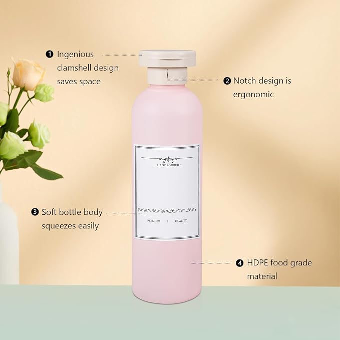 ASEVAT 6.7 oz Plastic Shampoo and Conditioner Squeeze Bottles, Plastic Leak - Image 5