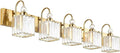 Ralbay Gold Crystal 5-Light Bathroom Vanity Lights Over Mirror Modern Crystal by RalbayLighting