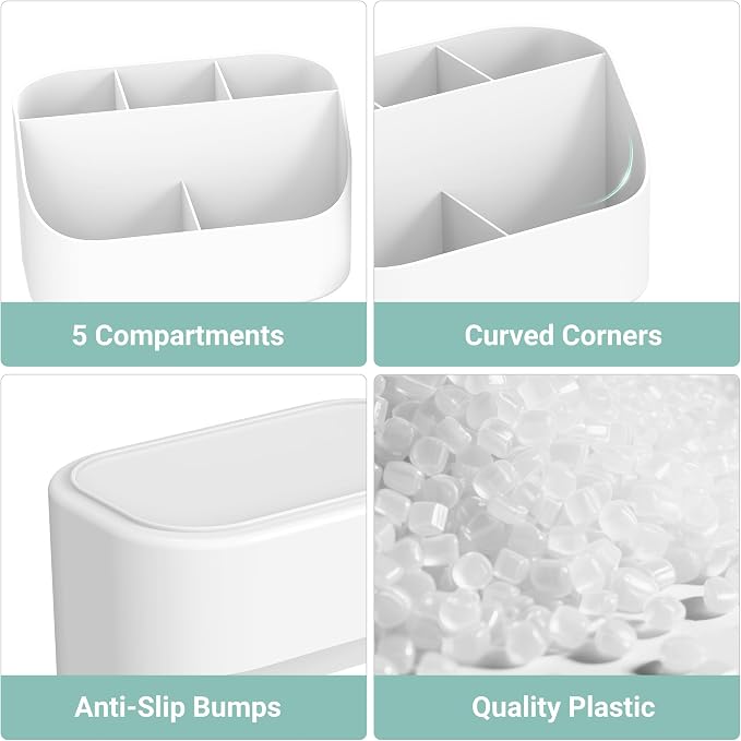 Countertop Toothbrush Holders for Bathrooms, Plastic Toothpaste and Electric - Image 4
