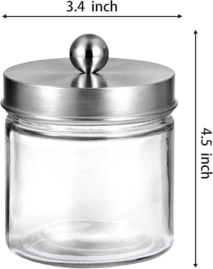 SheeChung 2-Pack Brushed Nickel Mason Jar Qtip Holder - Image 2