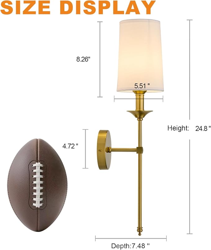 PASSICA DECOR Hardwired Wall Sconces Set of 2 Candle Gold Wall Light - Image 4