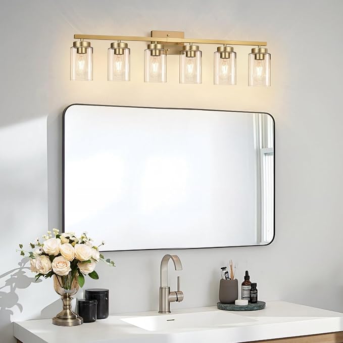 IZORRO Modern Bathroom Light Fixtures, 6 Light Gold Vanity Lights, Bathroom - Image 6