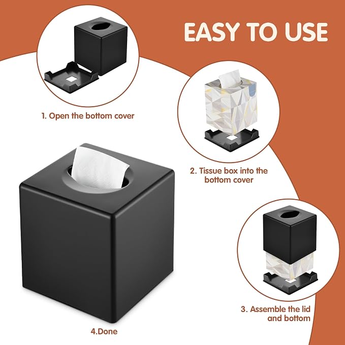 Tissue Box Cover, Square Facial Tissue Holder Storage - Image 7