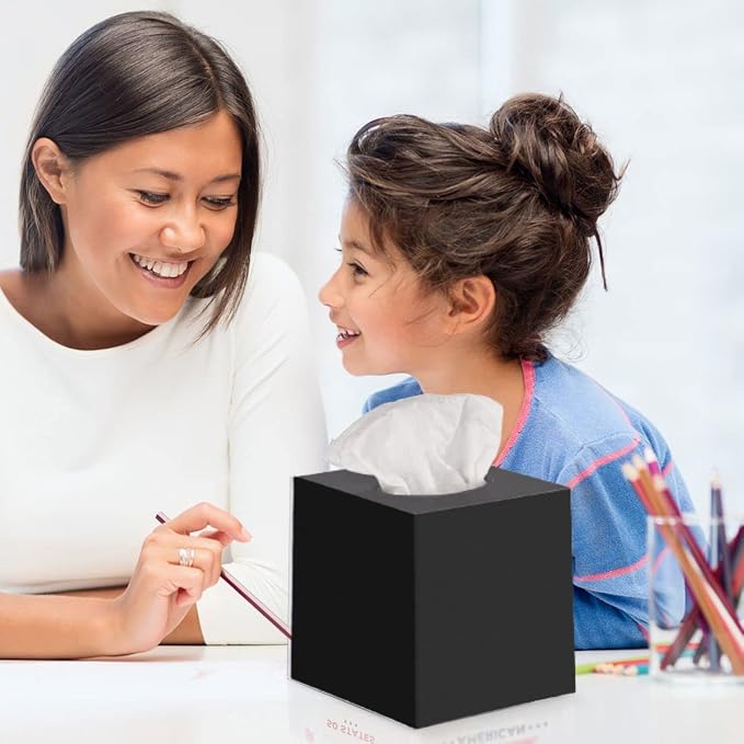 Black Tissue Box Cover – Square Tissue Box Holder - Image 2