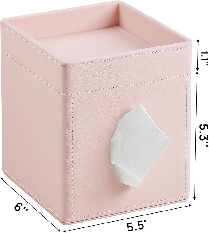 Tissue Box Cover, PU Leather Square Tissue Box Holder - Image 7