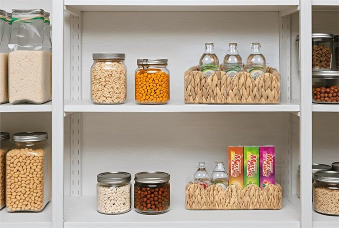 Wicker Bathroom Basket Tray Organizer w/Scalloped - Image 6