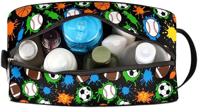 Colorful Splashes Sports Balls Pattern Kids Toiletry Bag - Image 6