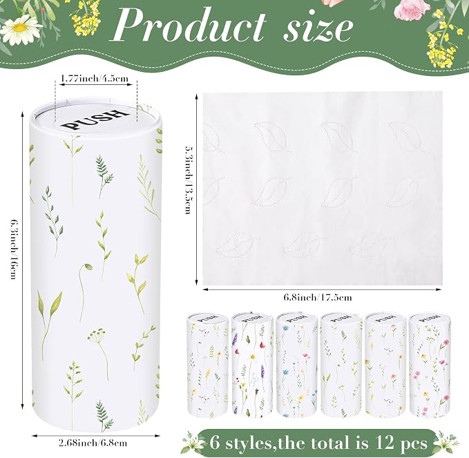 Outus 12 Pcs Floral Car Tissue Holder Cylinders - Image 2