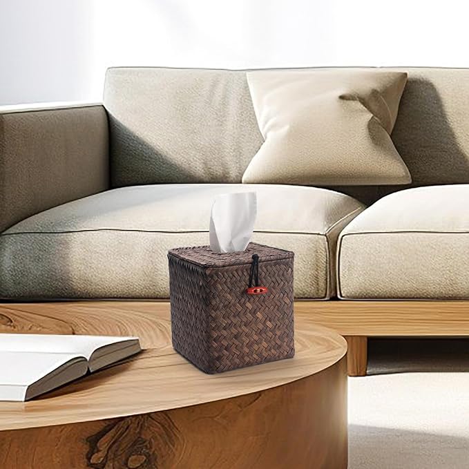 Seagrass Square Tissue Box Cover Woven Napkin Holder Decorative - Image 7